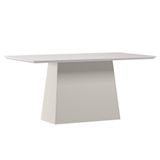 Mesa De Jantar Bárbara 160x90 Off White Tampo Em Mdf Com Vidro - New Ceval