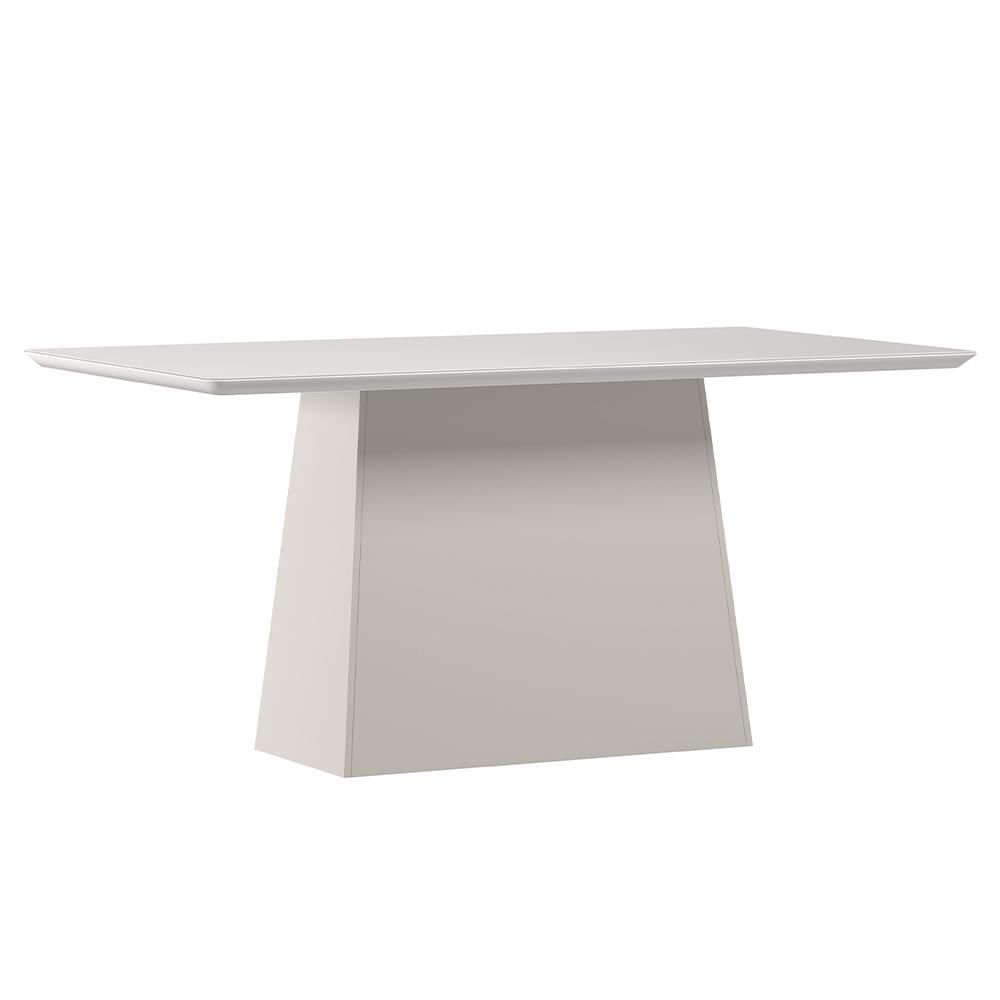 Mesa De Jantar Bárbara 160x90 Off White Tampo Em Mdf Com Vidro - New Ceval