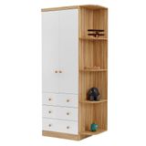 Guarda Roupa Infantil 2 Portas 3 Gavetas E Prateleiras 100% Mdf Smim New Móveis Peroba Branco Brilho/amêndoa
