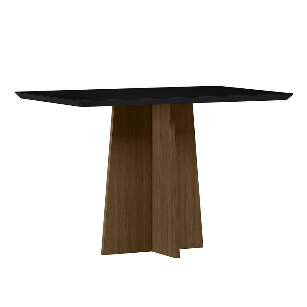 Mesa De Jantar Anitta 120x80 Imbuia/preto Tampo Em Mdf Com Vidro - New Ceval