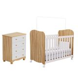 Quarto De Bebê Com Cômoda 4 Gavetas Berço Junior Uli Móveis Peroba Branco/amendoa