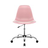 Kit 2 Cadeiras Para Escritório Eames Pp Base Aço Cromado Rosa