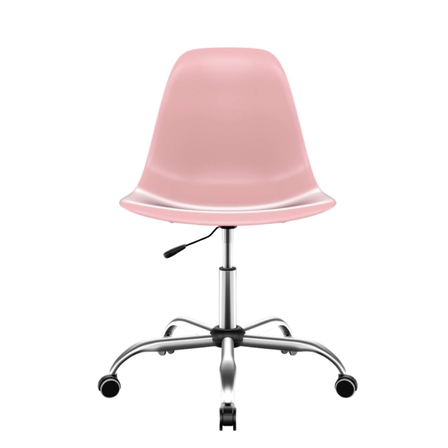 Kit 2 Cadeiras Para Escritório Eames Pp Base Aço Cromado Rosa