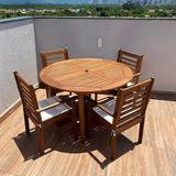 Conjunto com 1 Mesa e 4 Cadeiras Pink Sands Cedro Rosa
