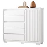 Cômoda Sapateira Quarto Duetto 05 Gavetas E 1 Porta Ripada Branco