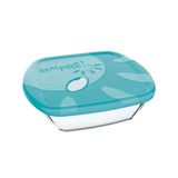 Assadeira De Vidro Com Tampa Quadrada 730ml Peq Alta Temp 06