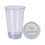 Copo Descartável 770ml Liso 200 Unid Com Tampa S/furo Chopp