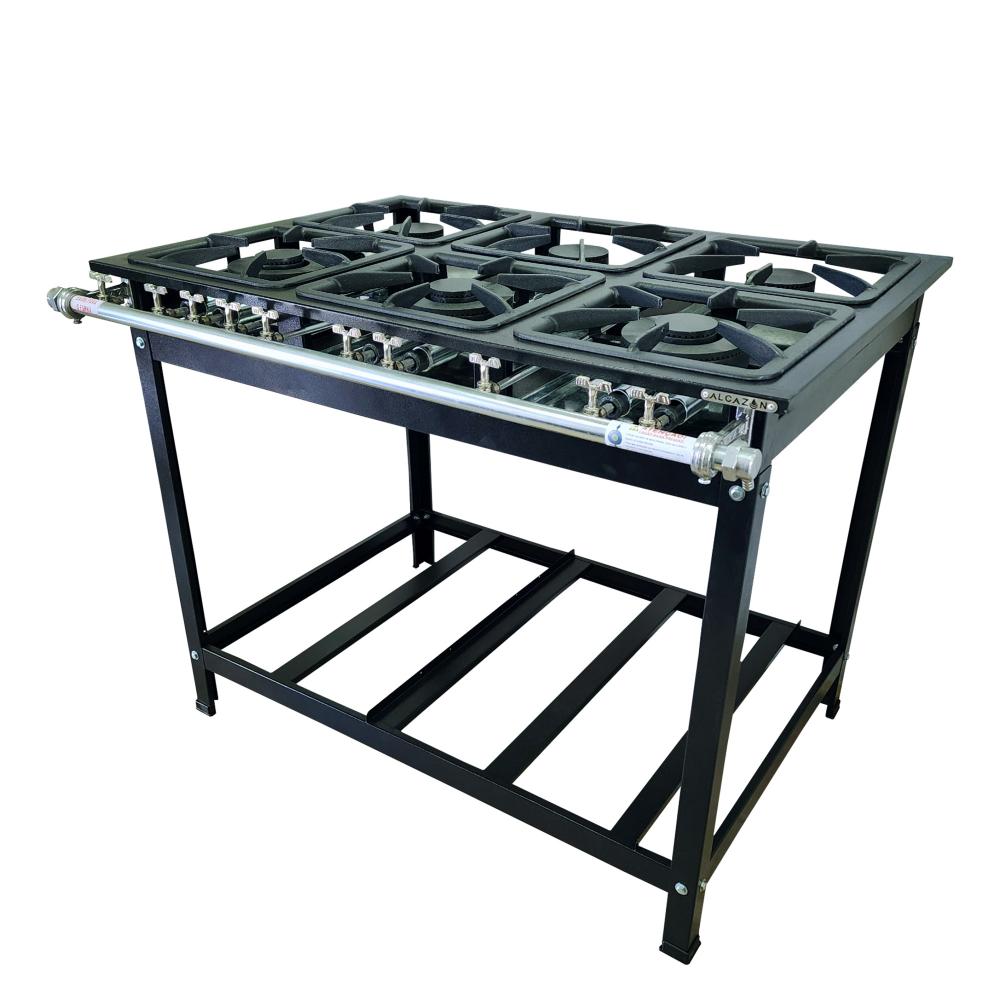 Fogão 6 Bocas Alcazon Baixa Pressão 30×30 3qd 3qs Preto – N/a – Acz-005