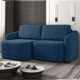 Sofá Cama Modulado Retrátil E Reclinável Decorativo Varsóvia 216cm Veludo Azul Marinho G33 - Gran Belo