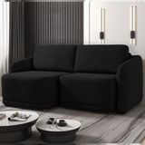 Sofá Cama Modulado Retrátil E Reclinável Decorativo Varsóvia 196cm Veludo Preto G33 - Gran Belo