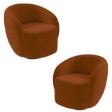 Kit 2 Poltronas Decorativas Sala De Estar Íbis Encosto Fixo Veludo Terracota G33 - Gran Belo