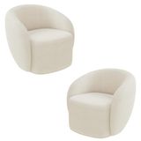 Kit 2 Poltronas Decorativas Sala De Estar Íbis Encosto Fixo Bouclê Off White G33 - Gran Belo