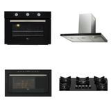 Conjunto Fogão 5b Tc, Forno 50l 127v, Micro-ondas 25l 127v, Coifa Parede 90cm 127v Linha Infinity Preto