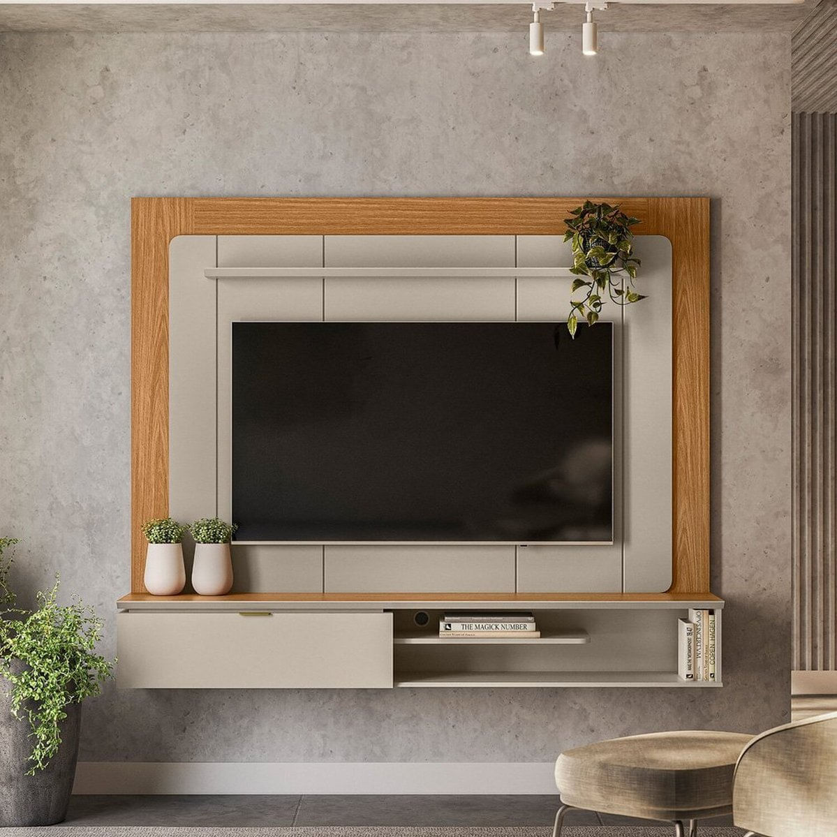 Painel Home Para Tv Até 65” Lugano Nature/off White