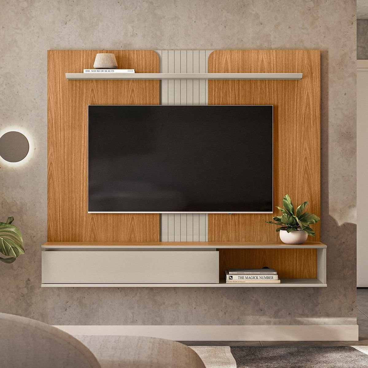 Painel Home Para Tv Até 65&quot; Friburgo Nature/off White