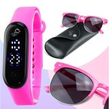 Oculos Sol + Case + Relogio Digital Infantil Prova Dagua Led