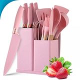 Utensílios De Cozinha Completo Faca 19 Peças Oficial Preto