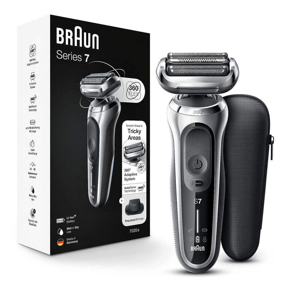 Barbeador Eletrico Masculino Portatil Braun 7020s Com Acessorios E Estojo, Bivolt