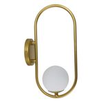 Arandela Moderna Aro Oval Dourado Com Globo Branco 12cm