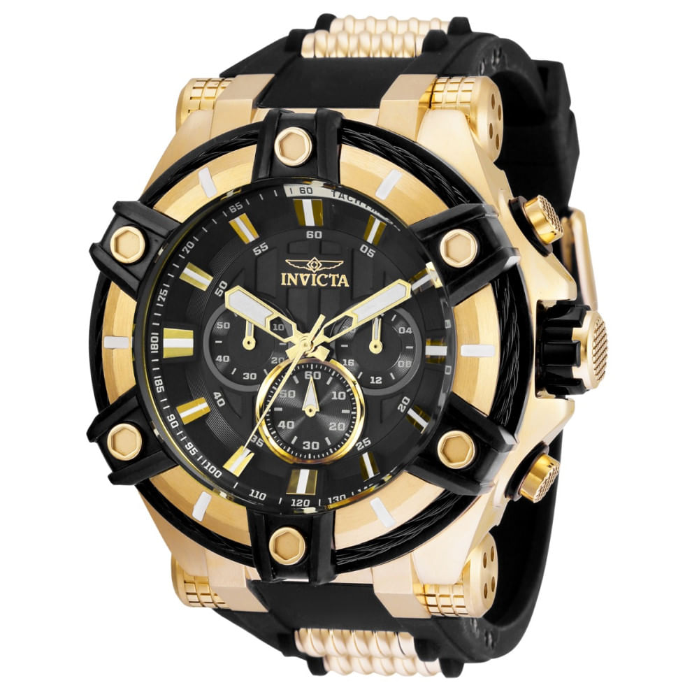 Relgio Masculino Bolt - 52mm. Ouro. Preto 35548, Invicta