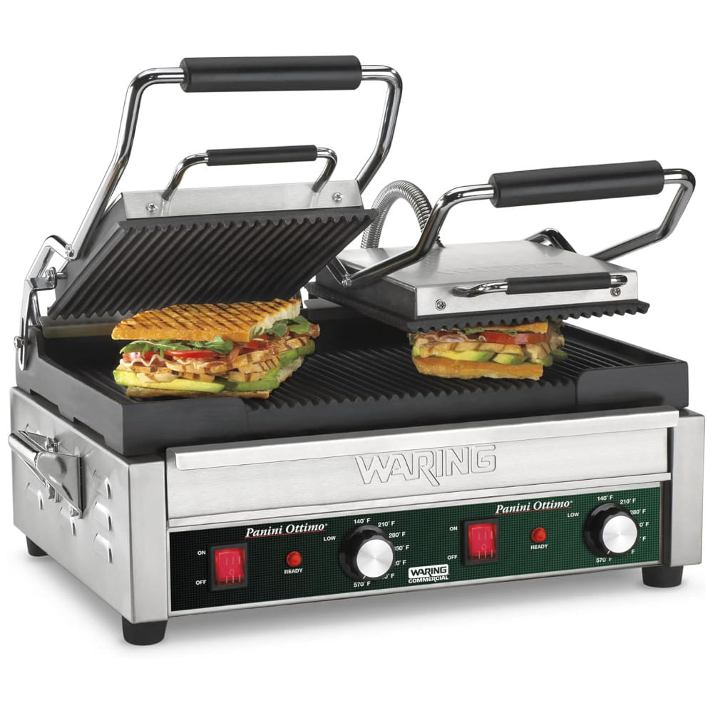 Grill Elétrico Em Aço Inoxidável Com Bandeja Coletora Removível E Controle De Temperatura, 240v 3200w, Waring Wpg300, Prata