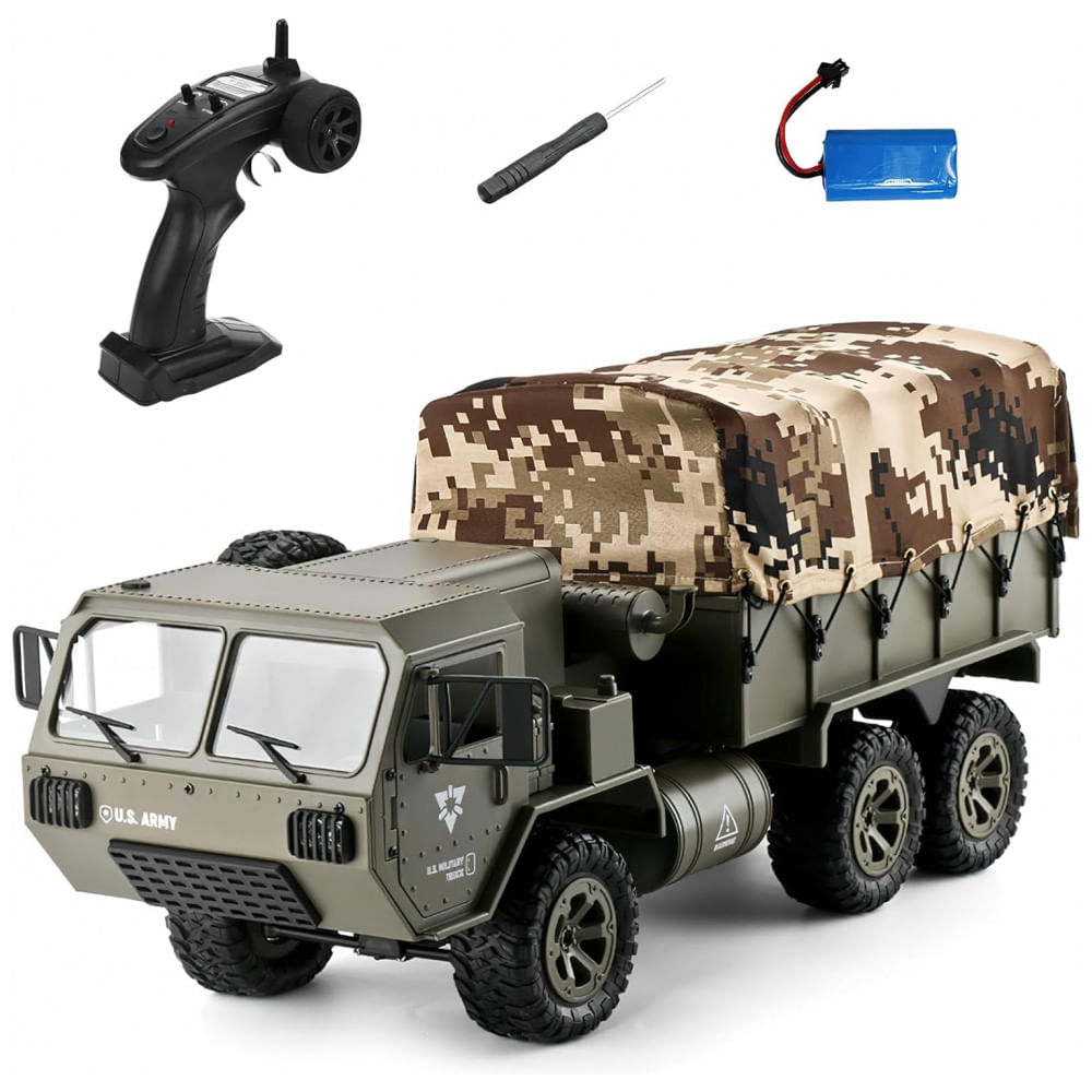 Caminhão Militar Rc 6x6 Off Road Blindado Tático 1:12 Controle Remoto, Spobot