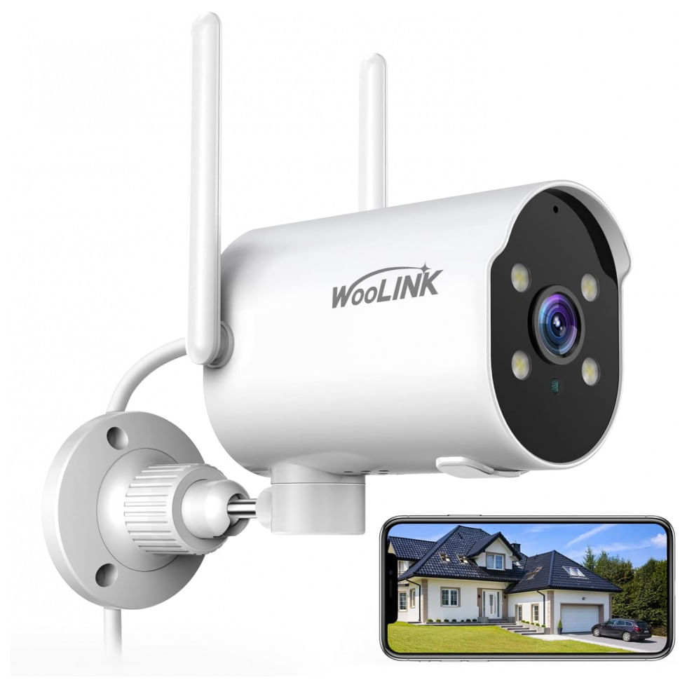 Câmera De Segurança Externa 2k Wifi De 2,4 Ghz, Ip65 Com Visão Noturna Áudio Bidirecional, Woolink, Branca