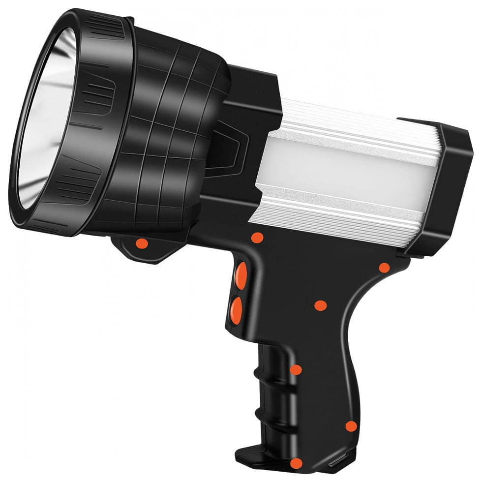 Lanterna Led Recarregavel, 30 Horas De Acao, A Prova Dagua Ip65 E 12.000 Lumens, Samyoung, Prata