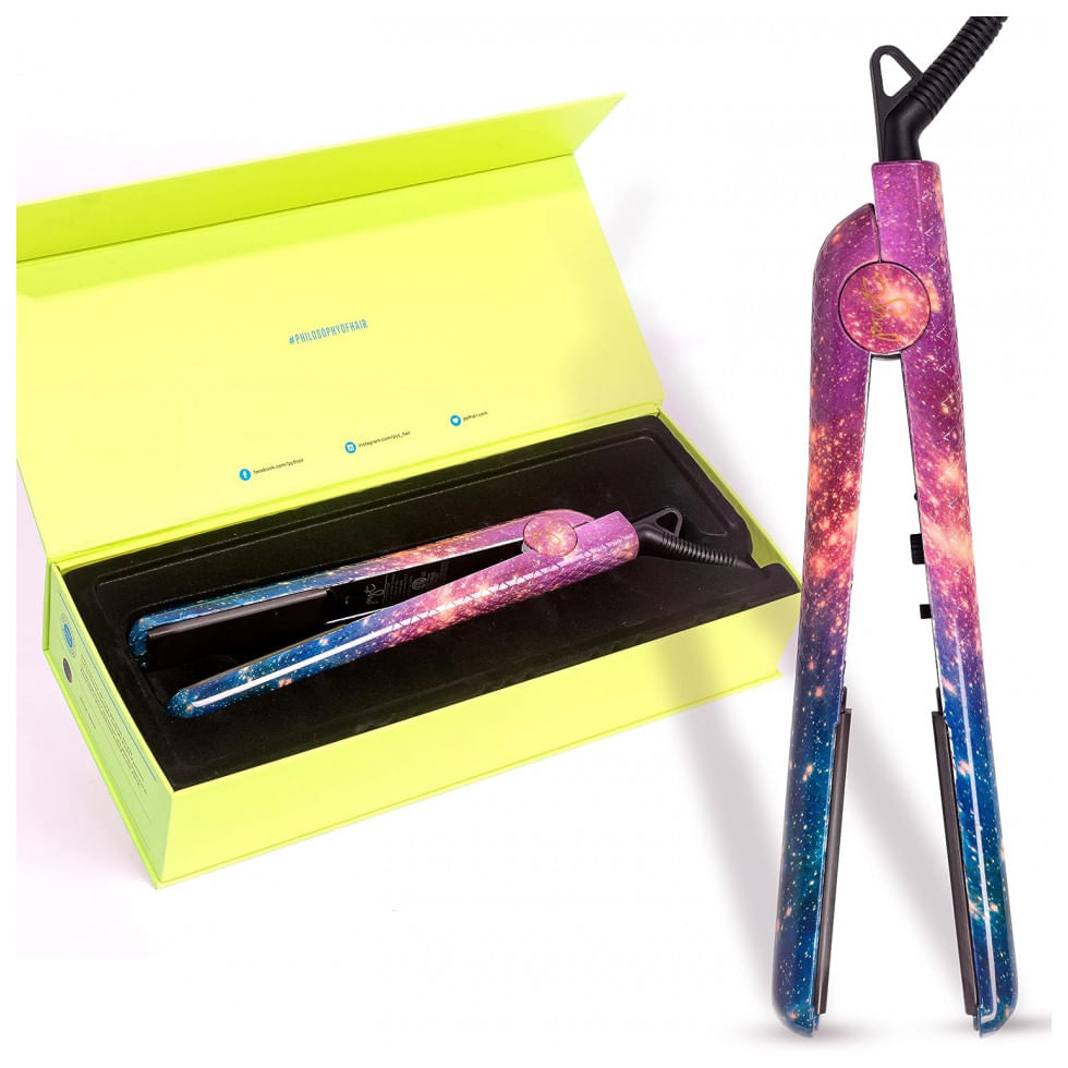 Chapinha Prancha De Cabelo Profissional Com Placas De Ceramica E Temperatura Ajustavel 150w Galaxia, 110v, Pyt Styler125 Galaxy, Rosa