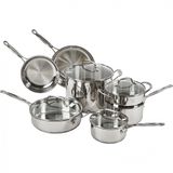 Conjunto De Panelas E Frigideiras De Aco Inoxidavel, 11 Pecas, Cuisinart 77 11g, Prateado