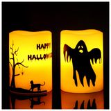 Vela Led Com Temporizador De 6 Horas Para Decoração De Halloween, 2 Un, Fantasma