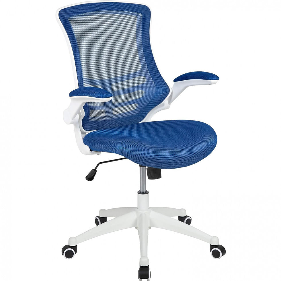 Cadeira De Escritorio Ergonomica Giratoria Com Encosto Medio, Flash Furniture Bl X 5m Wh Blue Gg, Azul