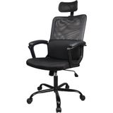 Cadeira De Escritorio Ergonomica Giratoria Com Apoio De Bracos E Apoio De Cabeca Ajustavel 3d, Smug Mesh Office Chair Bk1, Preto