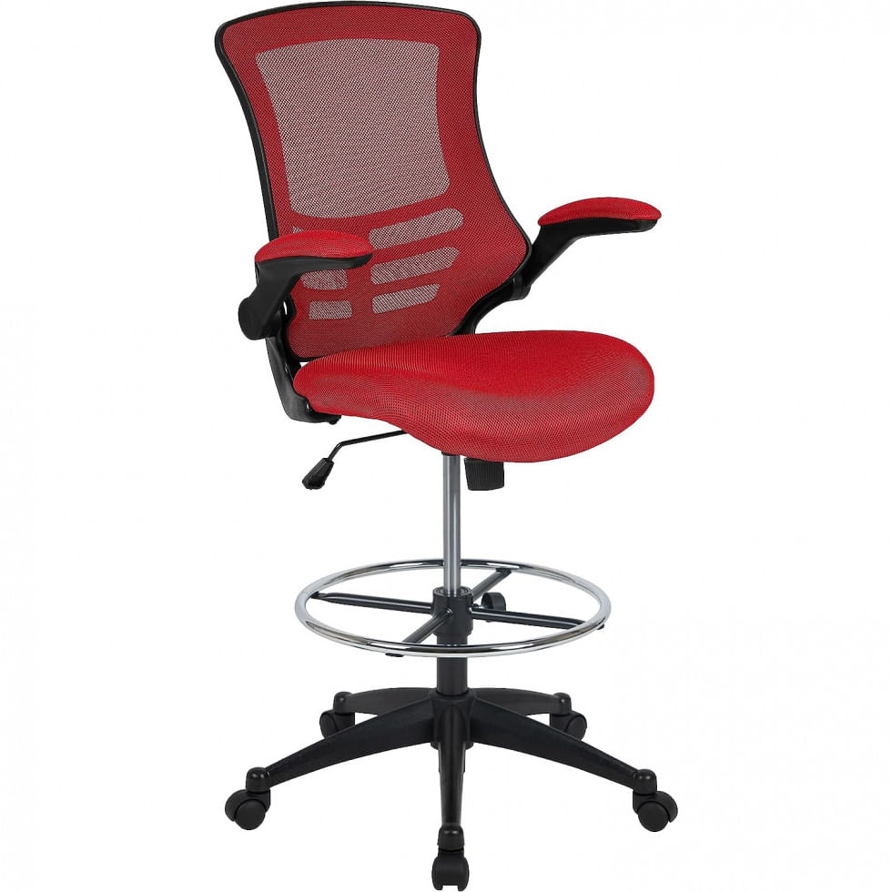 Cadeira De Escritorio Ergonomica Giratoria Com Encosto Medio, Flash Furniture Bl X 5m D Red Gg, Vermelho