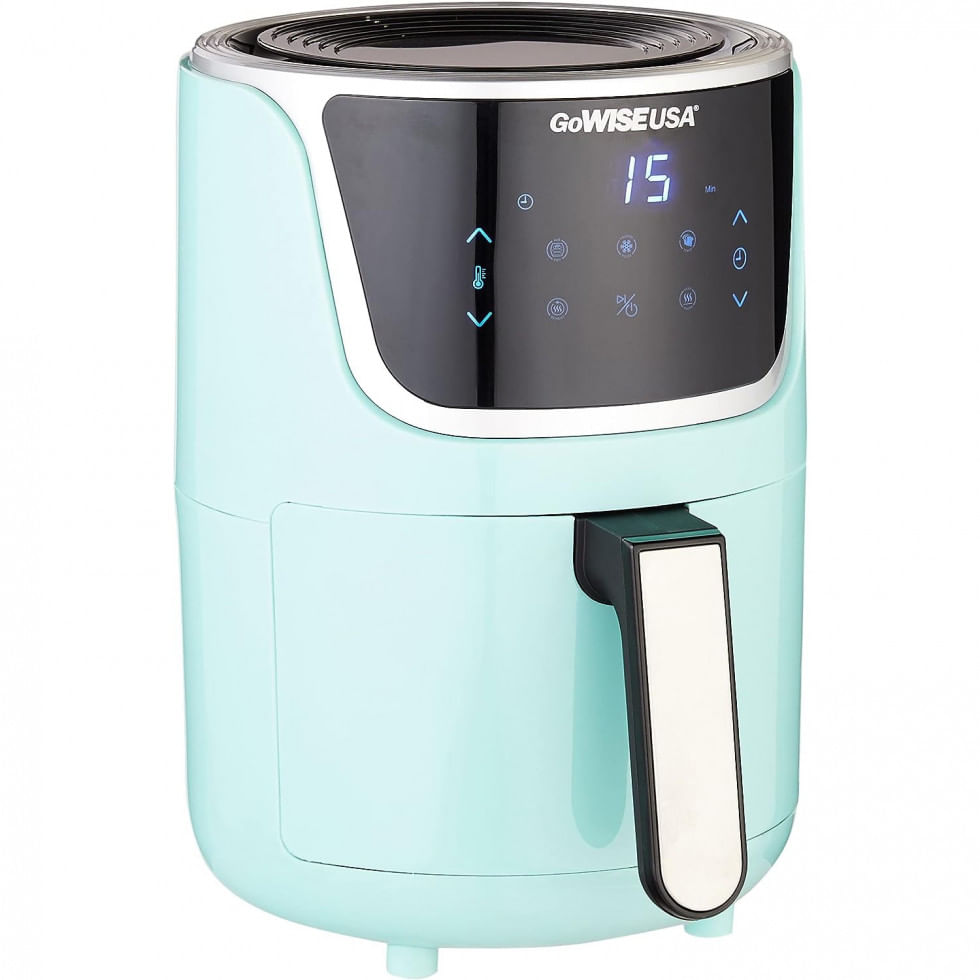 Mini Fritadeira Eletrica Airfryer 2l Com Painel Digital E Livro De Receitas, 1000w, 110v, Gowise Usa Gw22974, Verde