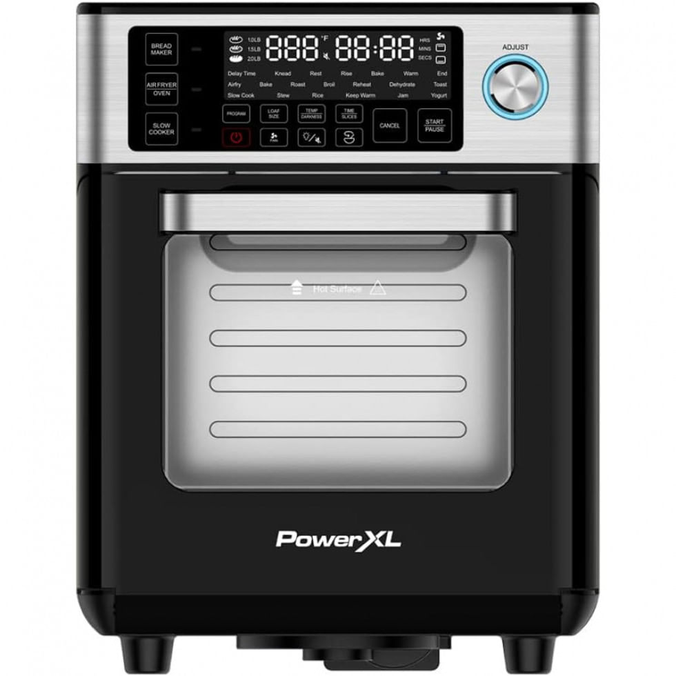 Air Fryer 4 Em 1 Com 25 Predefinições Incluindo Fazer Pão, Aço Inoxidável, 110v Powerxl, Preta