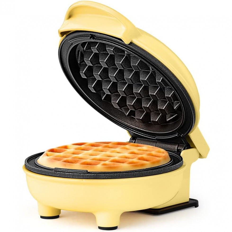 Mini Maquina De Waffle Antiaderente, Amarela, 110v, Holstein Housewares Hh 09125016y, Amarelo