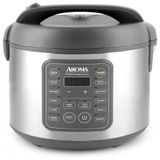 Panela De Arroz Eletrica Ate 20 Xicaras Nao Cozidas Com Painel De Controle, 110v 860w, Aroma Housewares 5200sg, Cinza