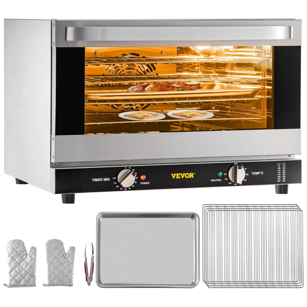 Forno Eletrico Profissional De Bancada 47l Com 4 Andares, Aco Inoxidavel, 110v 1600w, Vevor, Prata