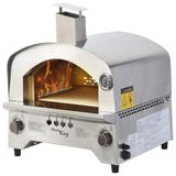 Forno De Pizza A Gás Portátil Aço Inoxidável, Flame King, Prata