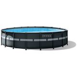 Piscina Estruturada Redonda 26.384 Litros 5,5 Metros Comn Bomba De Filtro, Resistente A Perfurações, Intex 26329eh Ultra Xtr