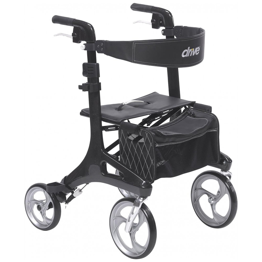 Andador Para Idoso Dobrável Até 136kg Com Assento, Drive Medical Rtl10266cf, Preto