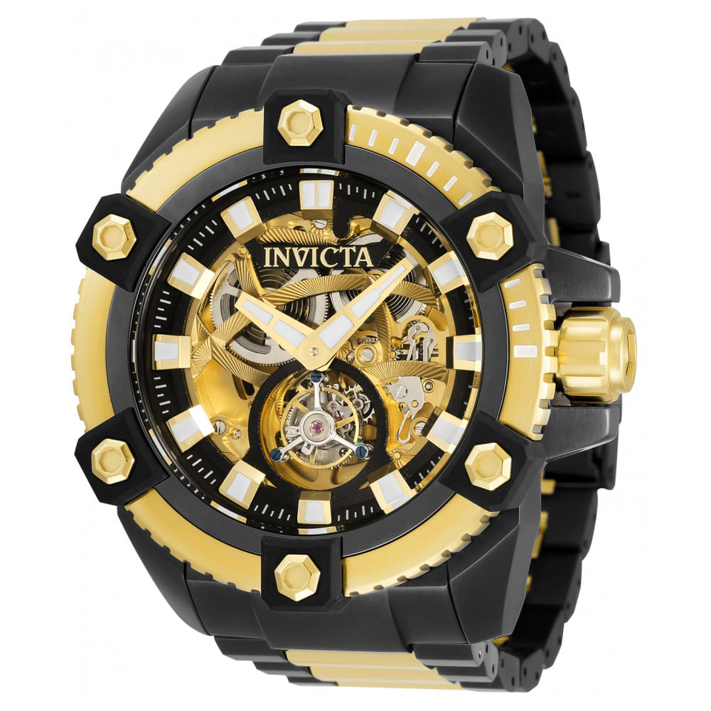 Relógio Masculino Automático Reserve, Invicta 33807, Preto E Dourado