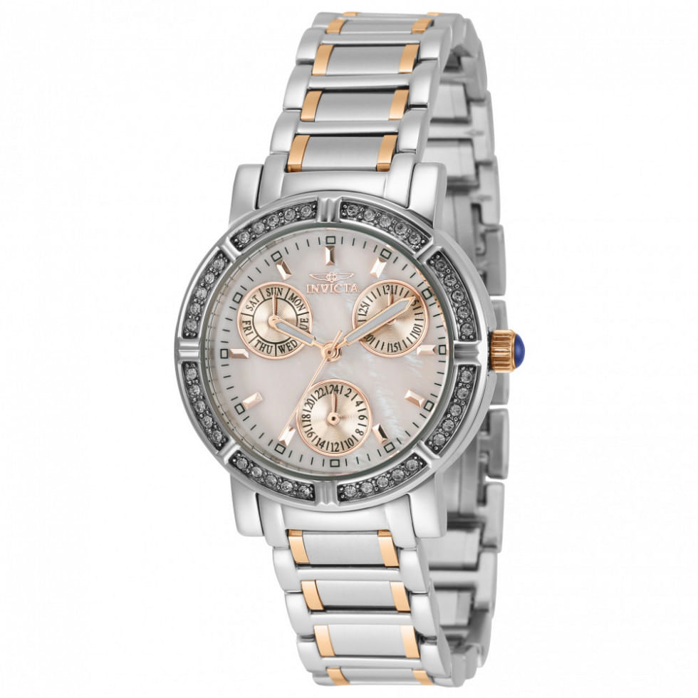 Relógio Feminino De Quartzo Angel, Invicta 35831, Prata E Ouro Rosa