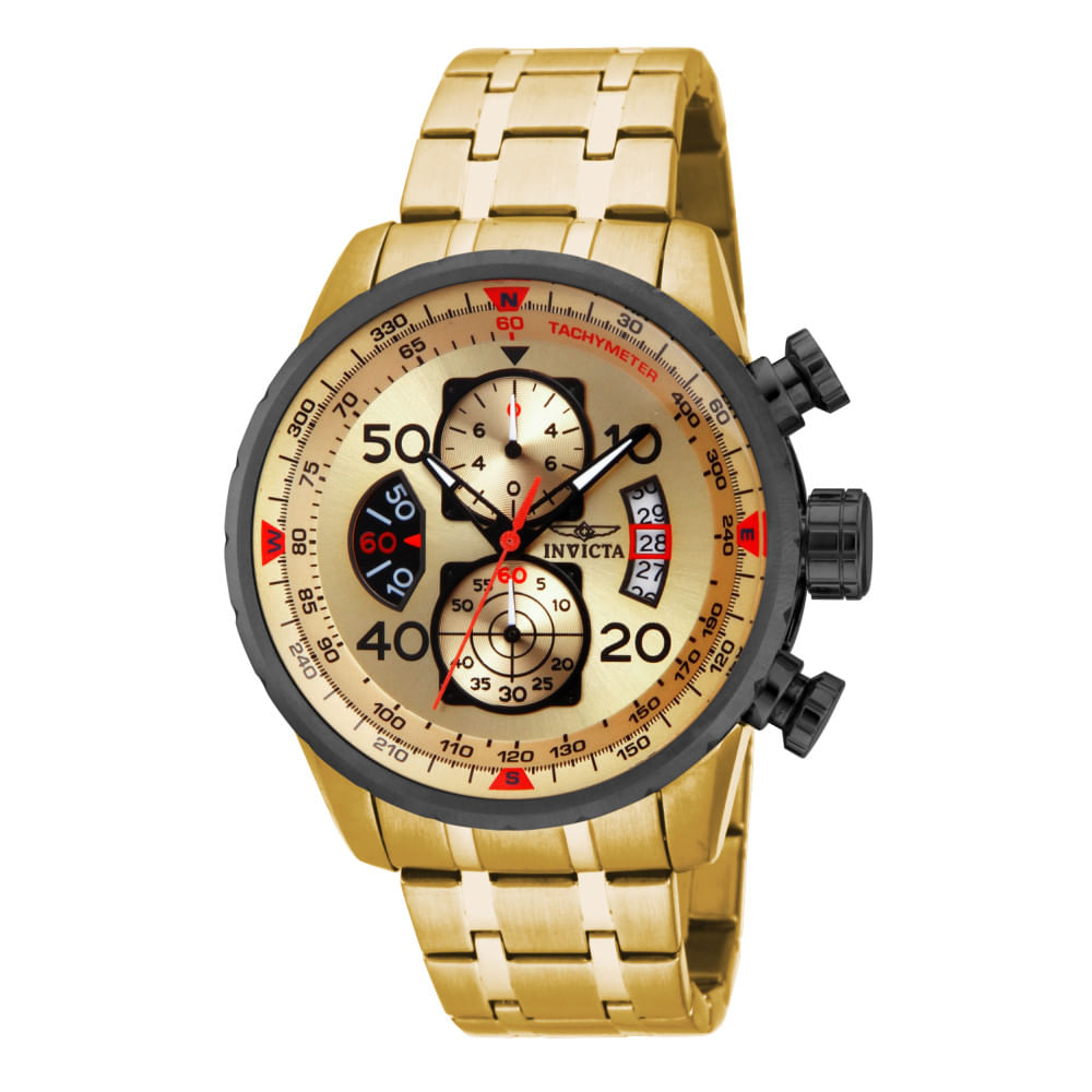 Relógio Masculino Aviator, Invicta 17205, Dourado E Cinza