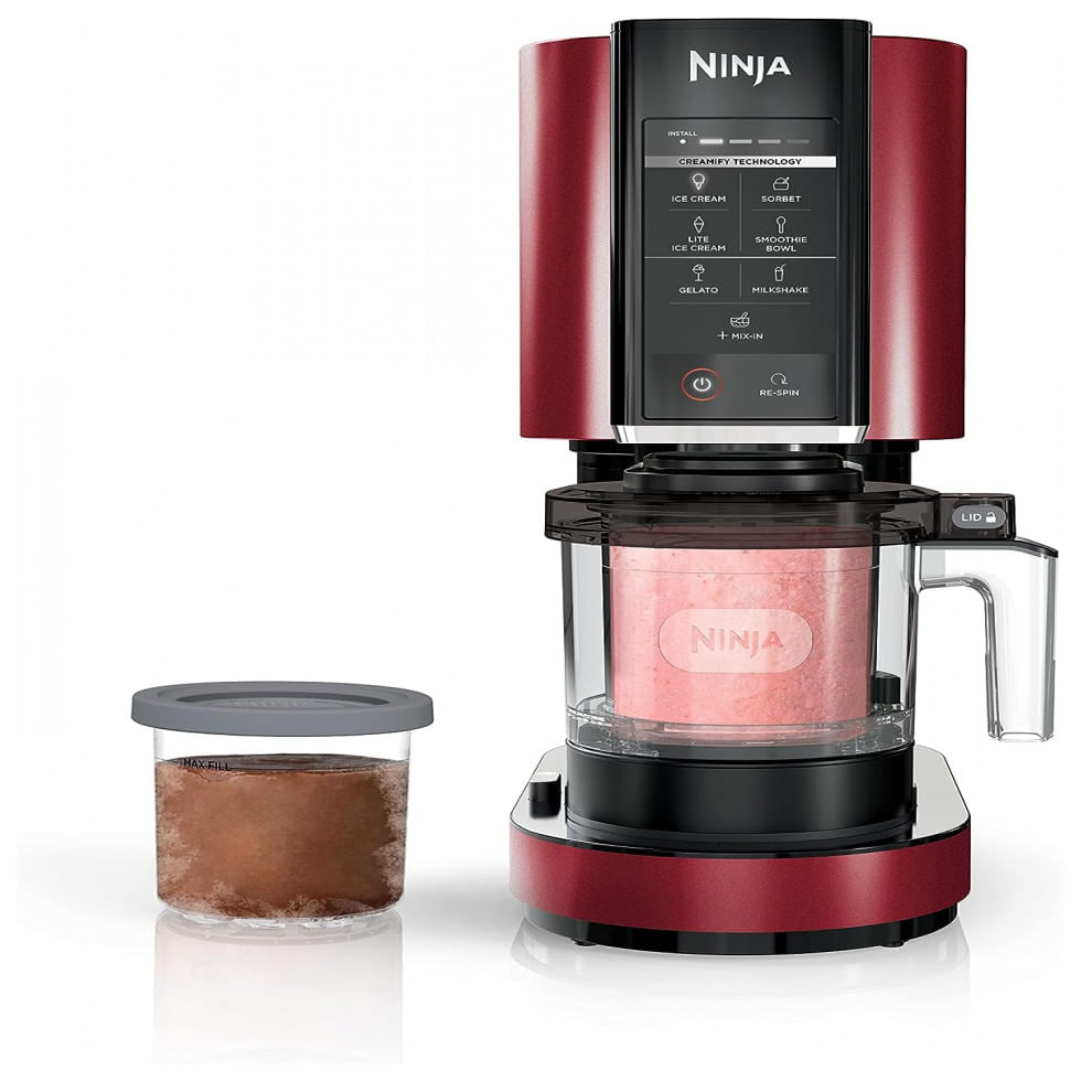 Ninja Nc301 Creami Maquina De Sorvete Automatica 473 Ml De Capacidade Com Painel De Controle E 7 Configuracoes, 110v, Vermelha