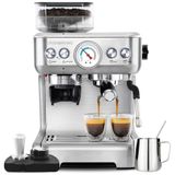 Máquina De Café Expresso 20 Bar Com Vaporizador De Leite, Moedor Embutido E Tanque De Água Removível De 2,6l, 110v 1500w, Casabrews, Prata