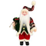 Papai Noel Pequeno Vermelho Xadrez Decoração Natal 30cm