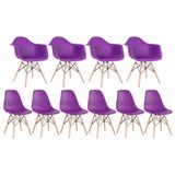 Kit 4 Cadeiras Eames Daw Com Braços + 6 Cadeiras Eiffel Dsw Roxo