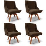 Kit 4 Cadeiras Estofadas Giratória Para Sala De Jantar Lia Suede Marrom - Ibiza